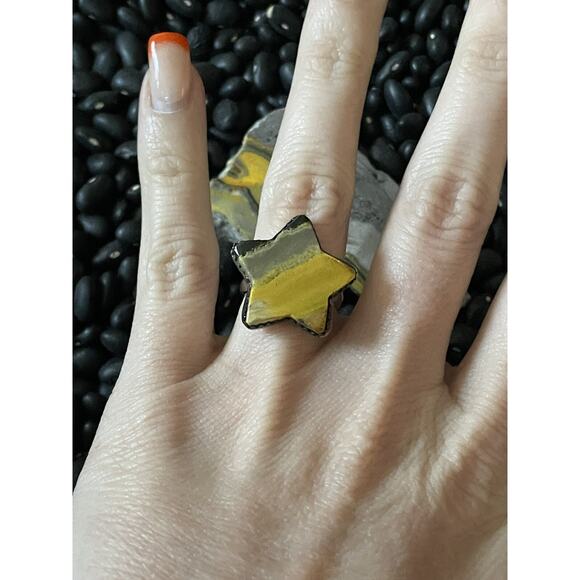 Sterling Silver💛Bumblebee Jasper Space Star⭐️Ring~Celestial Space~Size 6 - Picture 1 of 5